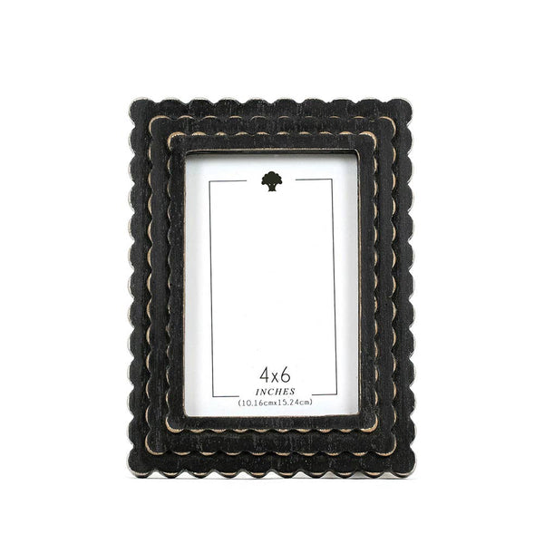 17021 - 6x8x1 wood scallop photo frame (4x6) black 12088