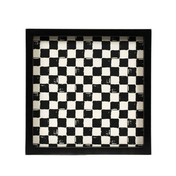 71287 - 10x10 wood tray (CHECK) Table decor