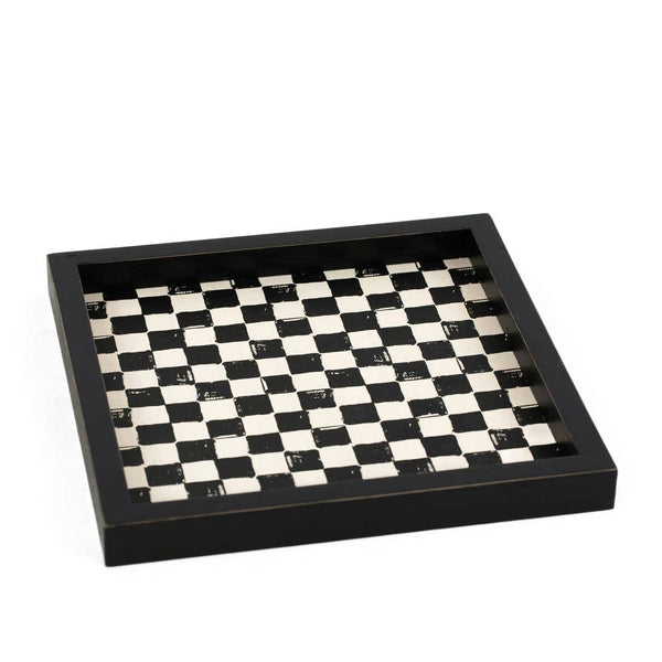 71287 - 10x10 wood tray (CHECK) Table decor