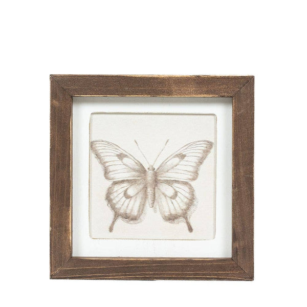 12694 - 7x7 rvs wood frame sign (BIRD/BUTTERFLY)  Wall Art