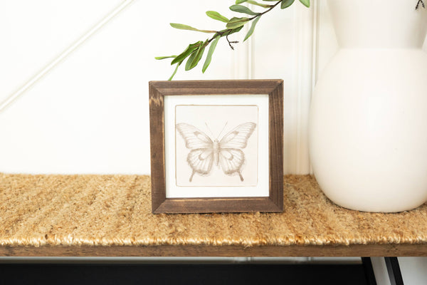 12694 - 7x7 rvs wood frame sign (BIRD/BUTTERFLY)  Wall Art