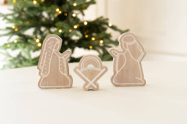 8.5x5 chunky wood shape NATIVITY Christmas Decor - 75017