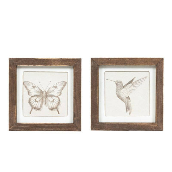 12694 - 7x7 rvs wood frame sign (BIRD/BUTTERFLY)  Wall Art