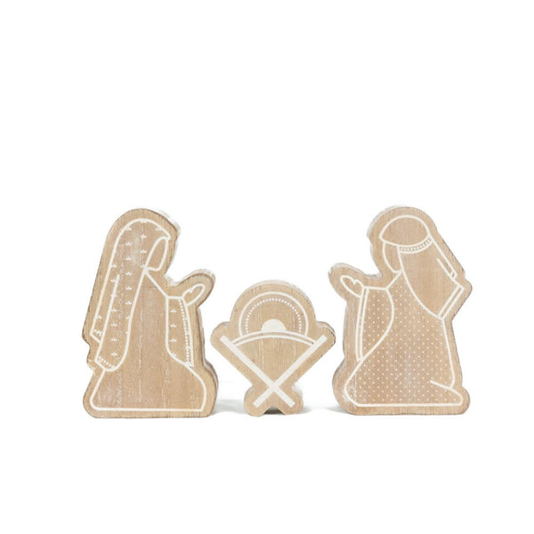 8.5x5 chunky wood shape NATIVITY Christmas Decor - 75017