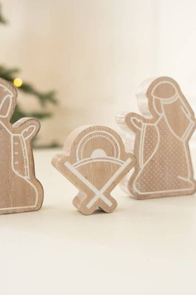 8.5x5 chunky wood shape NATIVITY Christmas Decor - 75017