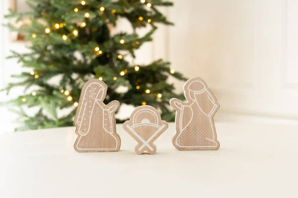 8.5x5 chunky wood shape NATIVITY Christmas Decor - 75017