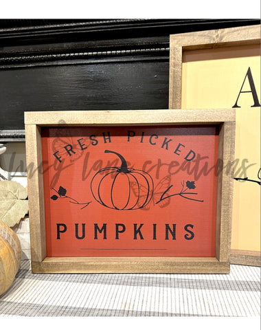 Fresh Picked Pumpkins Framed Sign