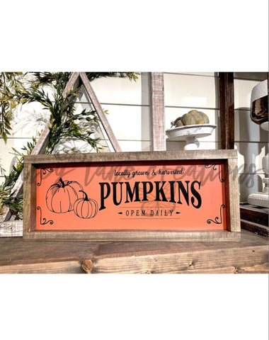 Locally Grown Pumpkins Framed Sign