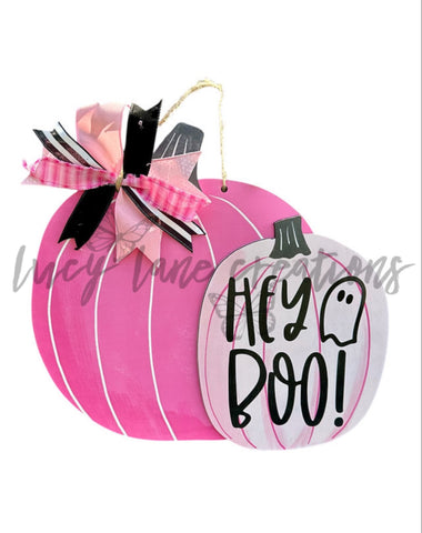 Hey Boo Double Pumpkin Door Hanger