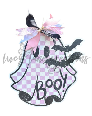 Boo Checkered Door Hanger