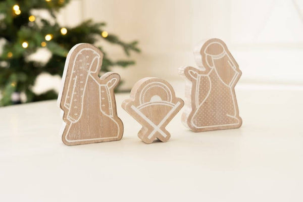 8.5x5 chunky wood shape NATIVITY Christmas Decor - 75017