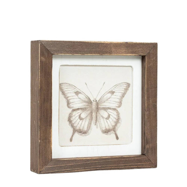 12694 - 7x7 rvs wood frame sign (BIRD/BUTTERFLY)  Wall Art
