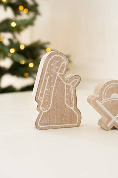 8.5x5 chunky wood shape NATIVITY Christmas Decor - 75017