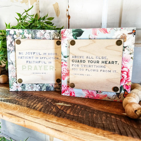 Bible Verse Mini Block Sign: Romans 12:12